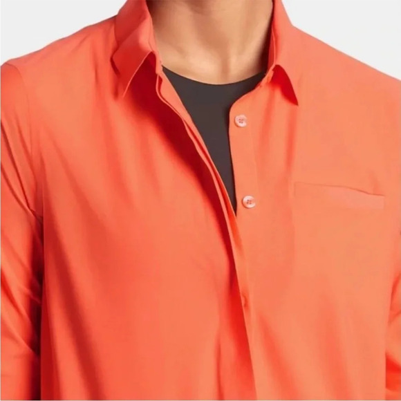 NWT ATHLETA Urbanite Orange UPF 50 Buttondown Top - Picture 2 of 13